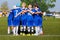 Kids Sport Team Gathering. Children Play Sports. Boys in Sports Jersey Uniforms Having Shout Team