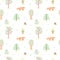 Kids style drawing doodle trees vector seamless pattern