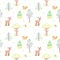 Kids style drawing doodle trees vector seamless pattern. Pastel colors.