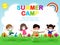 Kids summer camp for new normal lifestyle concept Template for advertising brochure or poster, kids wearing a surgical protective