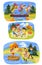 Kids summer camping vector cartoon illustration of children on hiking outdoor adventure, picnic or fishing