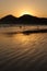 Kids and Sunset Reflexion at a tropical beach