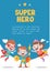 kids superhero kids birthday party card vector illustration