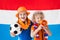 Kids supporting Netherlands football team