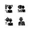 Kids talents black glyph icons set on white space