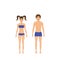 Kids Teens boy and girl in swimsuits