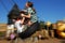 Kids on tire swing