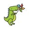 Kids toy, green dinosaur with pinwheel toys