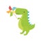 Kids toy, green dinosaur with pinwheel toys