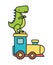 Kids toy, green dinosaur and plastic train toys