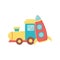 Kids toy, train wagon and plastic rocket toys