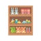 Kids toy, wooden shelf furniture with toys