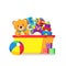 Kids toys in box vector clipart