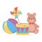 Kids toys object amusing cartoon teddy bear drum ball and pinwheel