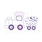 Kids toys train wagon bear elephant ball icon design white background line style