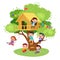 kids tree house vector illustration