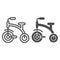 Kids tricycle line and glyph icon. Children`s tricycle bike vector illustration isolated on white. Baby bike outline
