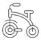 Kids tricycle thin line icon. Children`s tricycle bike vector illustration isolated on white. Baby bike outline style