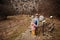 Kids at Turold science trail, Mikulov, Czech Republic learn types of rock breeds