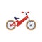 Kids two-wheeled kick-bike or balance bicycle flat vector illustration isolated.