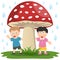 Kids under a Giant Mushroom