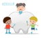 Kids Using a Toothbrush to Clean a Giant Tooth, Illustration of Kids Brushing a Tooth, Illustration of kids Brushing Their Teeth