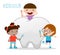 Kids Using a Toothbrush to Clean a Giant Tooth, Illustration of Kids Brushing a Tooth, Illustration of kids Brushing Their Teeth