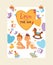 Kids vector children girl boy characters in first love backdrop cartoon loving baby illustration childhood friendship