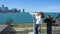 Kids viewing chicago skyline