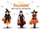 Kids walking on Halloween trick or treat. Halloween costumes with candy bags. keep social distancing. vector illustration. covid