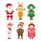 Kids Wearing Christmas Costumes Set