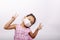 Kids wearing mask for protect pm2.5 and COVID-19 or coronavirus and epidemic virus symptoms on white backgrounds