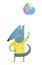 Kids Wolf or Dog with Balloons Colorful Cartoon