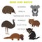 Kids words learning game worksheet read and match. Funny animals ostrich echidna platypus koala wombat tasmanian devil Educational