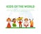 Kids of the World, Cute Boys and Girls in Traditional Costumes of Russia, Hawaii, Mexico, Ukraine, India Vector