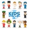 Kids of the world illustration: Nationalities Set 1. Set of 12 characters dressed in different national costumes