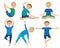 Kids Yoga Poses Vector Illustration. Child doing exercises. Posture for Kid. Healthy Children Lifestyle. Babies gymnastics. Sports