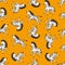 Kids zebra seamless pattern. Zoo safari print. Vector hand drawn repeated background for fabric or wallpaper design