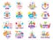 Kids zone badges. Logos for creative place for childrens playgrounds or toys shop vector symbols