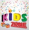 Kids zone baner with children toys