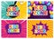 Kids zone banner for Children game, party, posters, play area, entertainment, education room