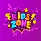 Kids zone banner, emblem or logo . Vecor.