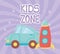 Kids zone, blue car and rocket transport toys