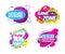 Kids zone entertainment set childish banner label sticker badge