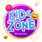 Kids Zone game banner design background. Playground vector child zone sign. Childhood fun room area