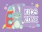 Kids zone, rabbit furry and plastic rocket toys