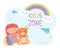 Kids zone, teddy bear and pink little doll