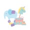 Kids zone, toys elephant horse drum blocks