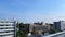 Kiel, Germany,  August 28, 2019: On the parking garage of Kiel University Hospital.  A rescue helicopter lands on the roof of neur