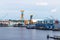 Kiel industrial harbor in Germany at the coast